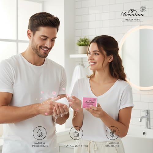 Image of Devotion | REALLY ROSE Natural Bath Soap | Pack of 6 | 75g | Natural, Moisturizing & Nourishing for Soft Skin