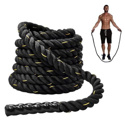 Mineup Battle Jump Rope, 1,2kg /Ø28mm Springseil Erwachsene Fitness, 2,8M Schweres Springseil für Training, Gewichtete Springseil, Battle Rope für verbessert Kraft Fitness Seil Abnehmen