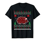 Adornos navideños de erizo, diseño de búfalo a cuadros rojos