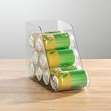 mDesign Large Standing Kitchen Can Dispenser Storage Organizer Bin for Canned Food, Soup, Dog Food, Pop/Soda - Compact Vertical Holder - BPA Free, Food Safe Plastic - Clear