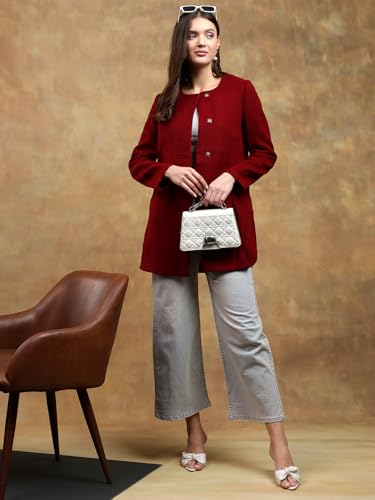 Image of KOTTY Womens Cotton Blend Standard Length Elegant Style Coat - Classic Style with Modern Detailing