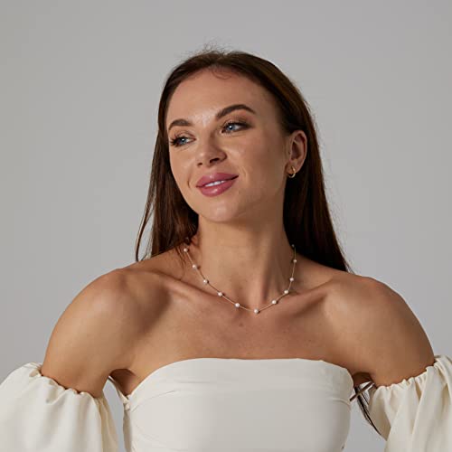 Dainty Pearl Pendant Necklaces for Women 14K Gold Plated Handmade Layered Pearl Chain Necklace Delicate Layered Pearl Necklace Everyday Jewelry Gift4