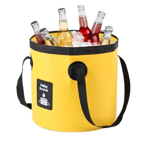 Cubo Plegable,Cubo de Lavandería Ligero - Plegable Antideslizante 12/20 L con Asa para Lavandería, Limpieza de Coche, Jardinería, Baño y Camping