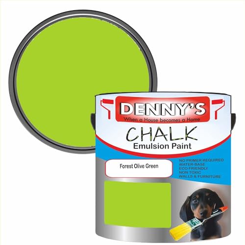 SCOOBYS PAINTS BACK IN THE MIX Chalk Emulsion Matt Paint, Water-Based, No Primer Required, For Walls and Furniture Light Green, (Forest Olive Green, 250Ml Tin)