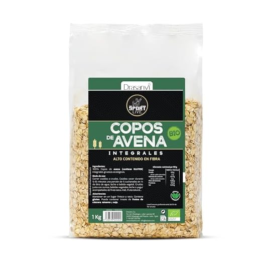 DRASANVI Copos Avena Gruesos Integral Bio 1KG Sport Live, Único, Estándar