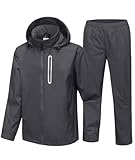 SWISSWELL Men's Waterproof Golf Rain Suit Rain Gear Jacket and Pant Outdoor Lightweight Hooded Raincoat Charcoal L