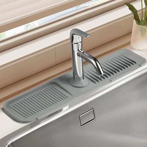 ZYEKIU 2 Piezas Escurridor Fregadero Accesorios Cocina, Alfombrilla Silicona Fregadero, Bandeja de Goteo Almohadilla de Secado de Agua para Drenaje de Grifo Cocina Encimeras de Cocina y Baño - imagen 8