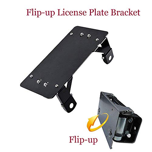 RUGCEL Black License Plate Bracket Flip-Up Roller Fairlead Mounting Holder - Thumbnail 3