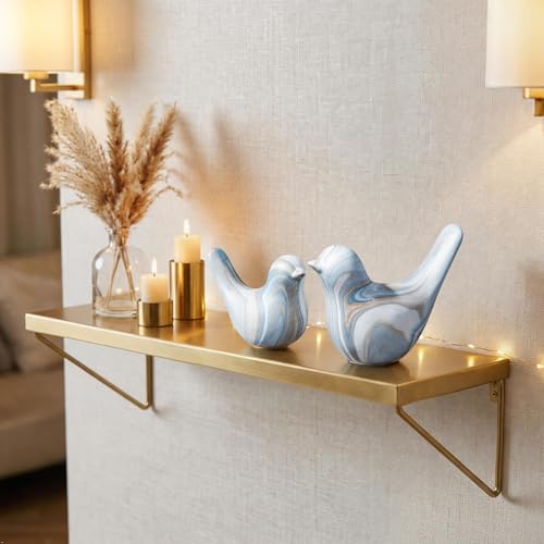 Estatuas decorativas de pájaro en cerámica azul y blanca 2 piezas miniatura 5