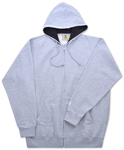 Russell Athletic Men's Big & Tall Fleece Zip-Front Hoodie (2X Big, Heather Grey/Black)
