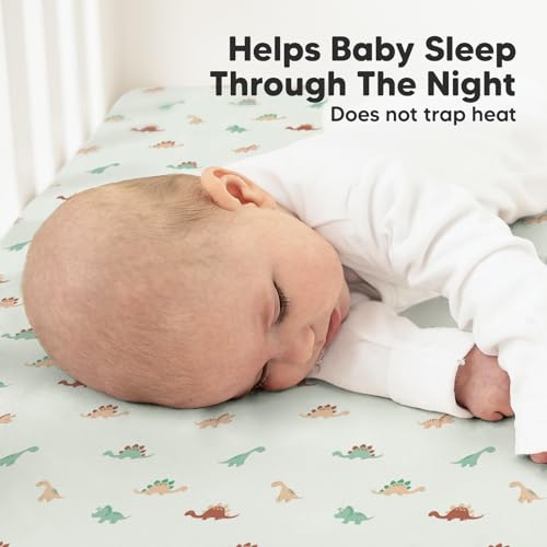 Image of KeaBabies 2-pk Organic Cotton Crib Sheets for Boys Girls 52x28 (Roarsome) | Fitted Crib Mattress Sheet Neutral, Breathable Cover for Baby Bed Set, Toddler Mattress, Soft & Cute Prints