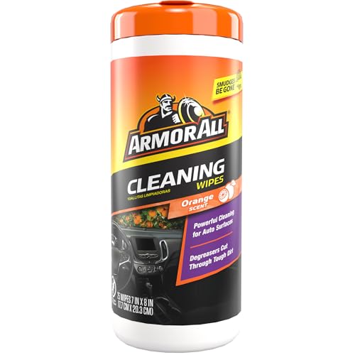 Image of Armor All Car Interior Cleaner Wipes , Car Cleaning Wipes with Orange Cleans Dirt and Dust in Cars, Trucks and Motorcycles, 25 Count