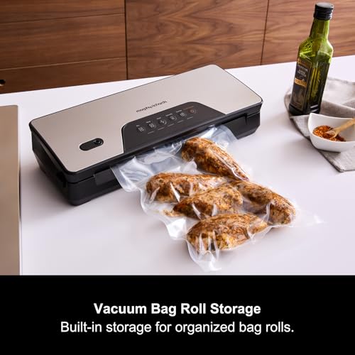 Morphy Richards Cordless Vacuum Sealer, Fast Compact Sealer machine, 5 programmes, Dry and Moist Food Mode, Pulse Vacuuming, Built in Cutter, Bag Roll Storage, USB Chargeable, 432040
