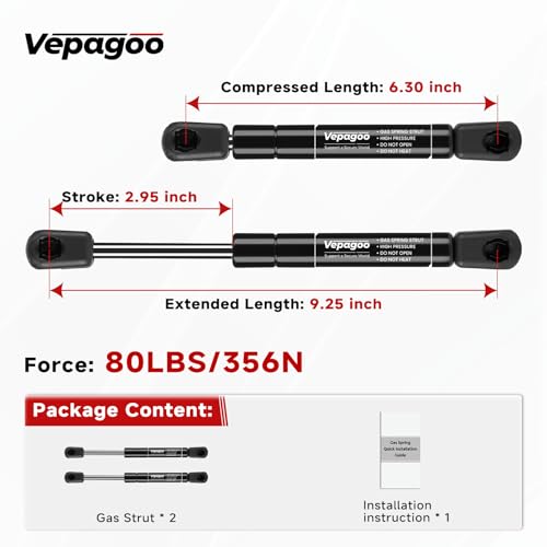 image for Vepagoo 9 inch 80Lb/356N Gas Struts Shocks Springs Lift Supports Compa