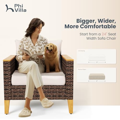 PHI-VILLA-10-Piece-Outdoor-Sectional-Patio-Conversation-Set-with-56-Fire-Pit-Table-Table-Outdoor-Rattan-Furniture-Patio-Set-for-9-Seats-with-Cushions-Beige PHI VILLA 10 Piece Outdoor Sectional Patio Conversation Set with 56 Fire Pit Table Table Outdoor Rattan Furniture Patio Set for 9 Seats with Cushions Beige