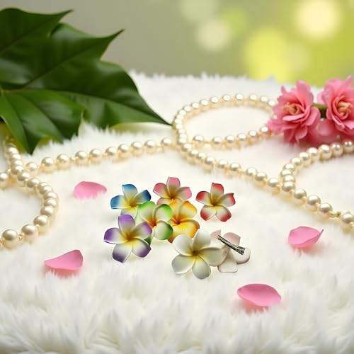4 Clips Flor Foam Blanca y Rosa 7 cm miniatura 5