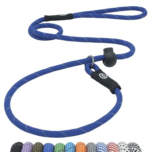 Hiado Slip Lead Dog Leash Reflective with Stopper Loop Rope Training No Pull for Medium Large Dogs 4ft Blue