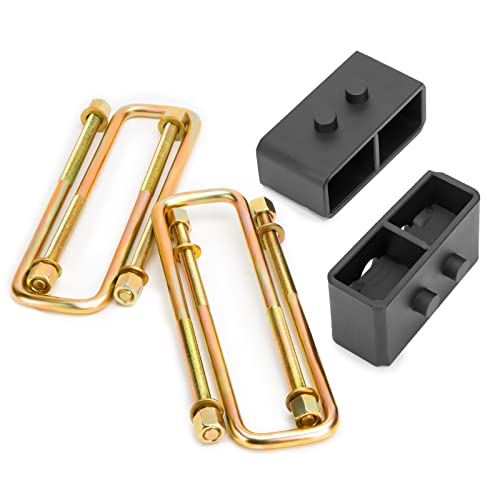 2" Rear Lift Blocks Kit for 2004-2020 F150, Dynofit Solid Suspension Leaf Spring Leveling Assembly with Extended U-bolts for 2WD/4WD F-150S Pickup