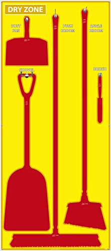 NMC SB138ACP 5S Dry Zone Janitorial Shadow Board, 68"x30", Yellow/Red, Aluminum Composite Panel (Tools Sold Separately)