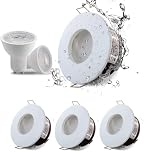 4XSweier 5W IP65 Waterproof LED Recessed Ceiling Lights, Cool White 6000K 450LM, Suitable for Bathroom and Kitchen spotlights (Including GU10 Bulbs),Die-cast Aluminium White Downlight Cut-Out 68mm