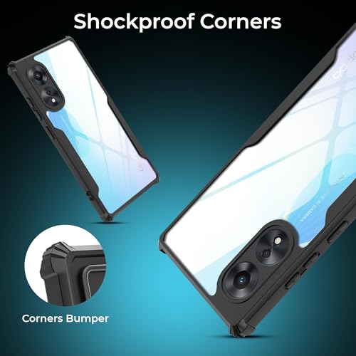 Image of A rtistque Clear Hard Transparent Acrylic Armor Anti-Drop Shockproof TPU Edge Back Cover Case for Oppo A78 5G - Black