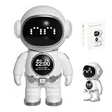 Warmforwel Astronaut AI Desktop Robot con 3 modelli AI mainstream, controllo vocale, altoparlante Bluetooth, luce notturna, allarme intelligente e display meteo, perfetto per ufficio, studio e vita
