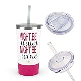 Biddlebee 20 Oz Stainless Steel Tumbler with Slider Lid & Straw Lid, Silicone Boot – Double Wall Insulated Cup for Hot or Cold Drinks – Durable Travel Coffee Mug & Water Cup (Might Be Wine)