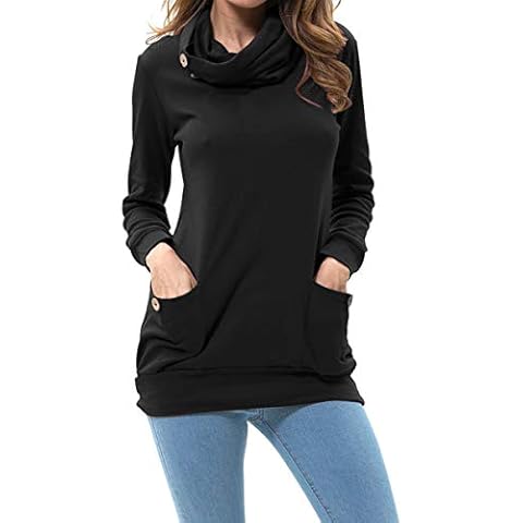 levaca Women Shirts Long Sleeve Shirts For Women Cowl Neck Sweatshirts Tunic Tops for Leggings Black L V02 Cover
