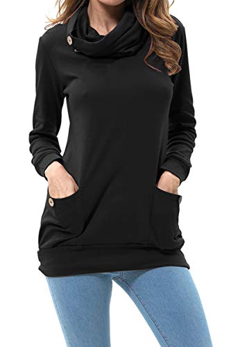 levaca Womens Long Sleeve Oversizes Pullover Side Loose Fall Casual Split Tunic Tops