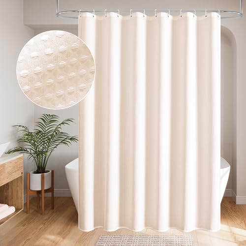 Blush Pink Luxury Weighted Textured Fabric Shower Curtain Hotel,72x72