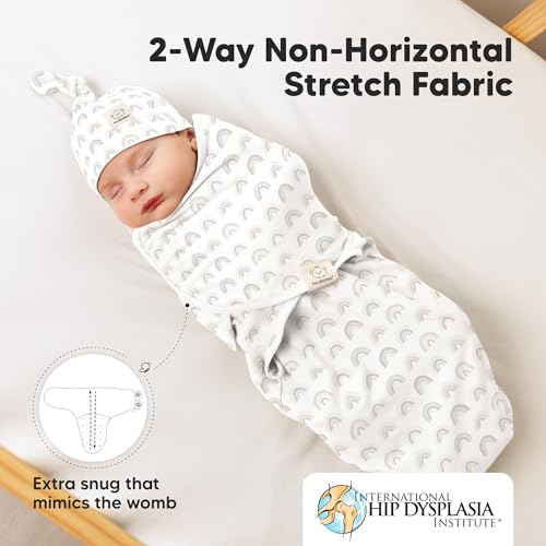 Image of KeaBabies 3-Pack Swaddles for Newborns, Girls, Boys with Hats - Organic Soft Baby Sleep Sacks, Breathable Baby Swaddle 3-6 Months Beanies Set, Premie Infant Sleep Sack 0-3 Months (Shifts)