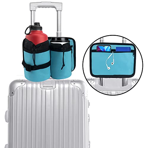 Image of Travel Cup Sleeve Adjustable Divider for Bottles Carry on Case Fits Roll on Suitcase Handles Gifts for Flight Attendants Travelers Accessories Lake Blue