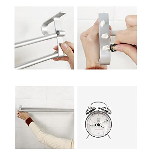 Double porte-serviettes acier inoxydable rangement mural gain de place