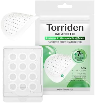 Torriden BALANCEFUL Azelaic Acid Micropoint Spot Patch (12 patches) | Precision Blemish Care with 209 Micropoints & 5D Cica | Targets Early Signs, Redness & Post-Blemish Marks | Korean Skincare