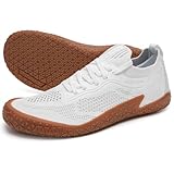 ALEADER Barefoot Shoes Women, Zero Drop Wide Toe Box Cross Trainers for Women, Gym, HIIT, Lifting & Crossfit Minimalist Sneakers White/Gum US 8