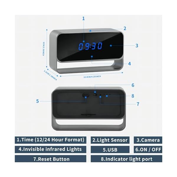 WZZHID Hidden Camera, Real 1080P HD WiFi Wireless Spy Nanny Cam with Night Vision, Remote Monitoring, Motion Detection Alert, Indoor Camera for Home Surveillance - Image 8