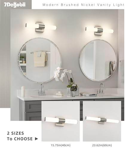 Image of Brushed Nickel Vanity Light for Bathroom Lights Fixtures Over Mirror 5CCT Dimmable Vanity Light Bar 15.74-Inch 12W Bathroom Lighting Fixtures for Mirror