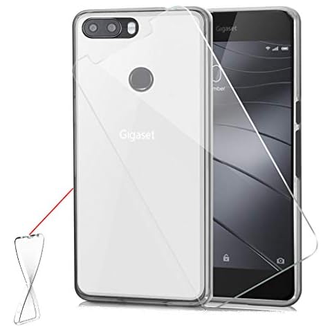 AQGG Semi-Transparent Soft Case for Gigaset GS370 (5.7") Cover, Silicone TPU Case + Tempered Glass Screen Protector for Gigaset GS370 - Semi Transparent Cover