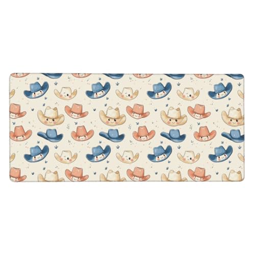Grand tapis de souris de jeu mignon motif chapeau de cowboy en caoutchouc pour bureau PC