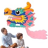Walopola Dragón de papel chino para Año Nuevo, decoraciones de dragón chino, kits de manualidades con cabeza de dragón de papel para el festival de primavera | Mascota multifuncional y estable con