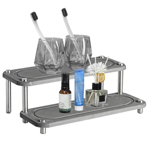 Water-Absorbing Fast-Drying Cup Stand, Space-Optimizing Lavatory Holder, 2 Tier Diatomite