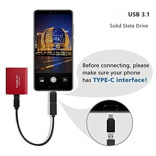 Mersuii Portable Solid State Drive For Laptop Windows 7 Mac Shockproof Type-C Mobile Hard Drive 4Tb Red #TOP3