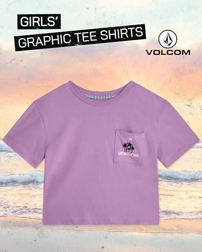 Image of Volcom Girls Shirts - Casual Crewneck Short Sleeve Graphic Tee Trendy Tops - Breathable Girls Summer Clothes