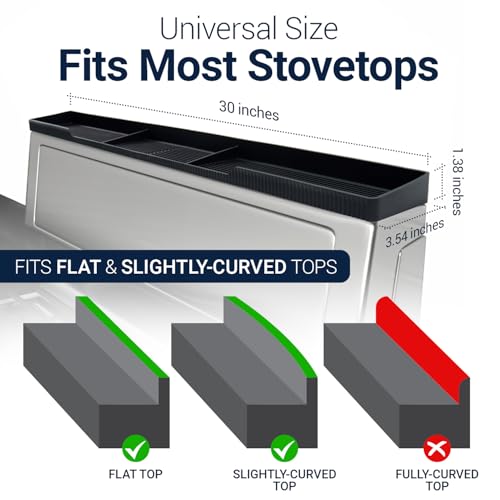 Silicone Magnetic Over the Stove Shelf for Back of Stove - Magnetic Stove Top Shelf and Over Stove Shelf, Over Oven Shelf for Top of Stove, Over the Stove Spice Rack, Includes 6 Extra Plates (Black)