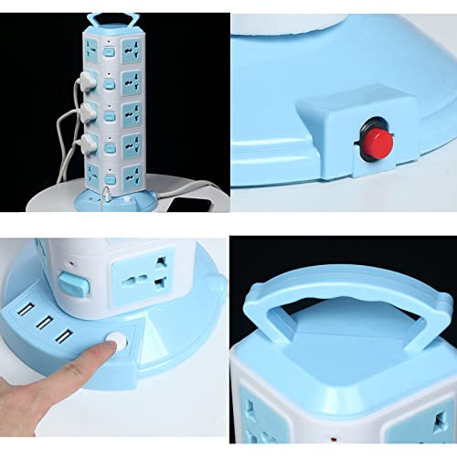 Standing Power Strip Tower Portable Power Tower With Top Handle 3 Usb Ports | 6.6ft Extension Cord, Desk Char/Ging Station For Office Home Dorm Room Essentials, One Switch Each Floor, Desk Accessories - image 8