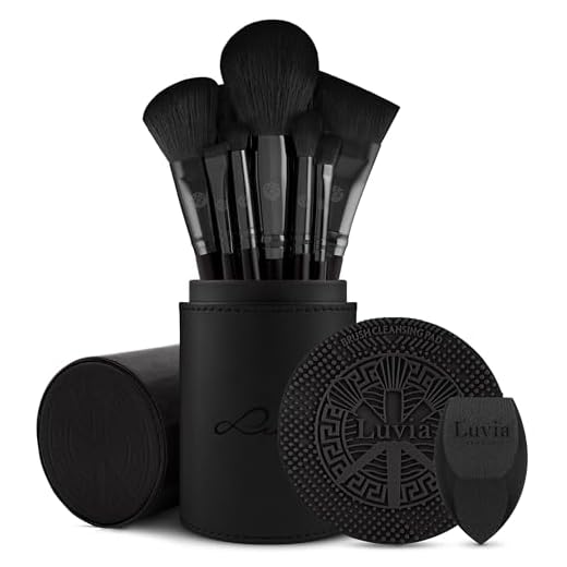 YEOOL 15pcs Makeup Bürsten Satz Pinselset Rosegold Brush Set Kosmetik Verfassungs Make-Up Pinsel Lidschatten Gesichtspinsel Komplett Eye Kit Gesicht mit Tasche 5 Make-up Pinselset Luvia, Prime Vegan Pro - Black, 12 Schminkpinsel inkl. Pinselaufbewahrung, Blender Schwamm & Reinigungsmatte Für Kosmetikpinsel, In Schwarz & Rosegold