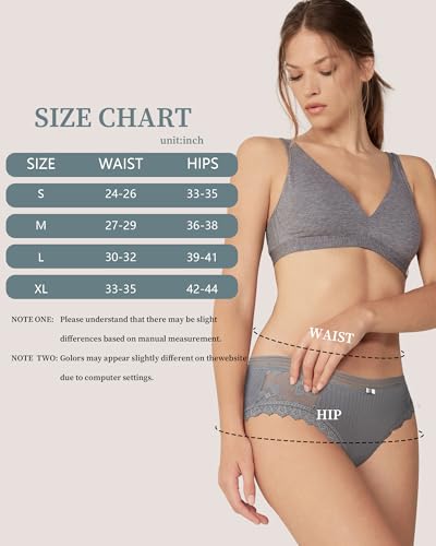 Image of LEVAO Cotton Underwear for Women 6 Pack Sexy Lace Cheeky Bikini Panties | Breathable cotton bikini panties soft stretchy full coverage hipster briefs ideal daily wear Ladies Girl Lingerie