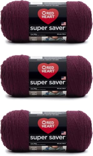 Image of Red Heart Super Saver Claret Yarn of 198g /7oz - Acrylic - 4 Medium (Worsted) - 364 Yards - Knitting /Crochet (Pack of 24)