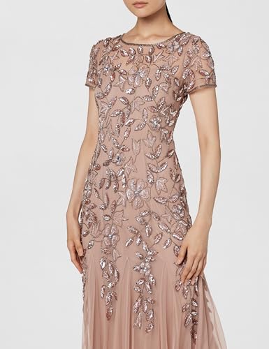 Image of Adrianna Papell Womens Floral Beaded Godet Gown