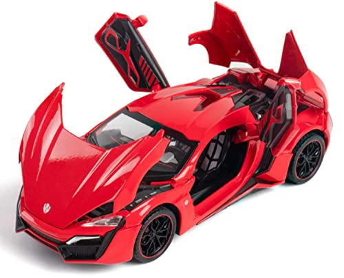 Image of DEOXY 1:24 Diecast Lykan Hypersport Pull Back Toy Car With Openable Doors & Light,Music Boys Gifts Toys For Kids,Multicolor